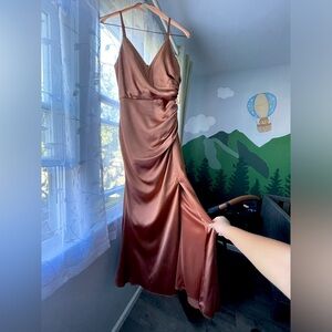 Revelry Rory satin bridesmaids dress